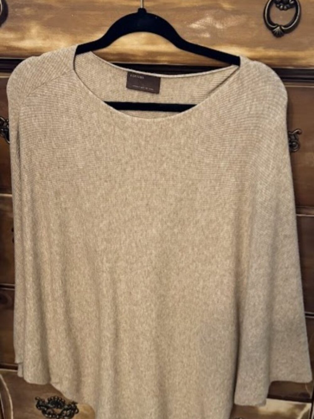 Kerisma Oversized Dolman Sweater Beige Ribbed Batwing Knit M/L Tunic